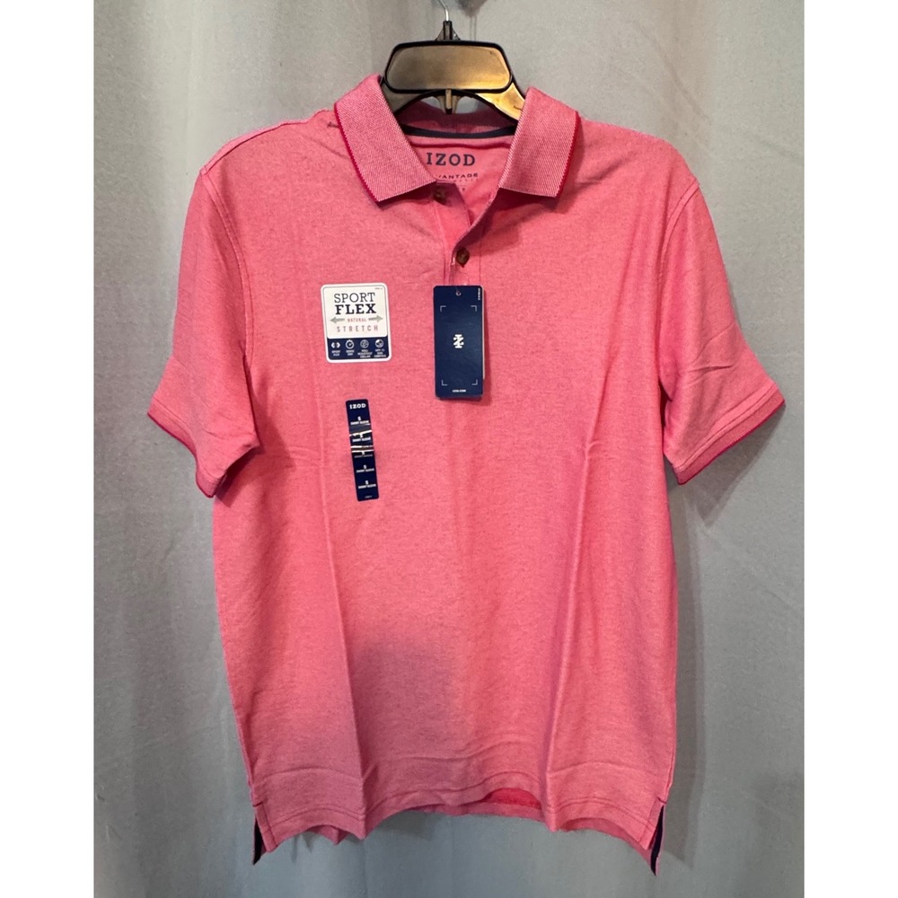 IZOD Advantage Performance Sport Flex Polo Shirt Real Red NWT Mens Small UPF-15